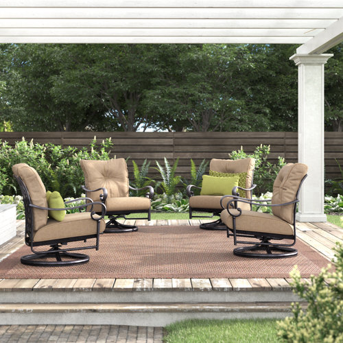 Lark Manor Byram Swivel Recliner Patio Chair with Cushions & Reviews